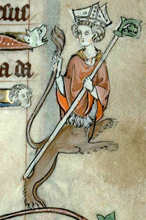 A true liontaur drawn in the margin of a medieval manuscript