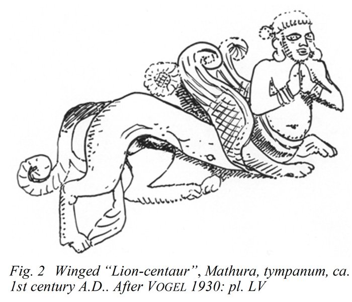 lion centaur sketch based on Indian art circa 20 CE